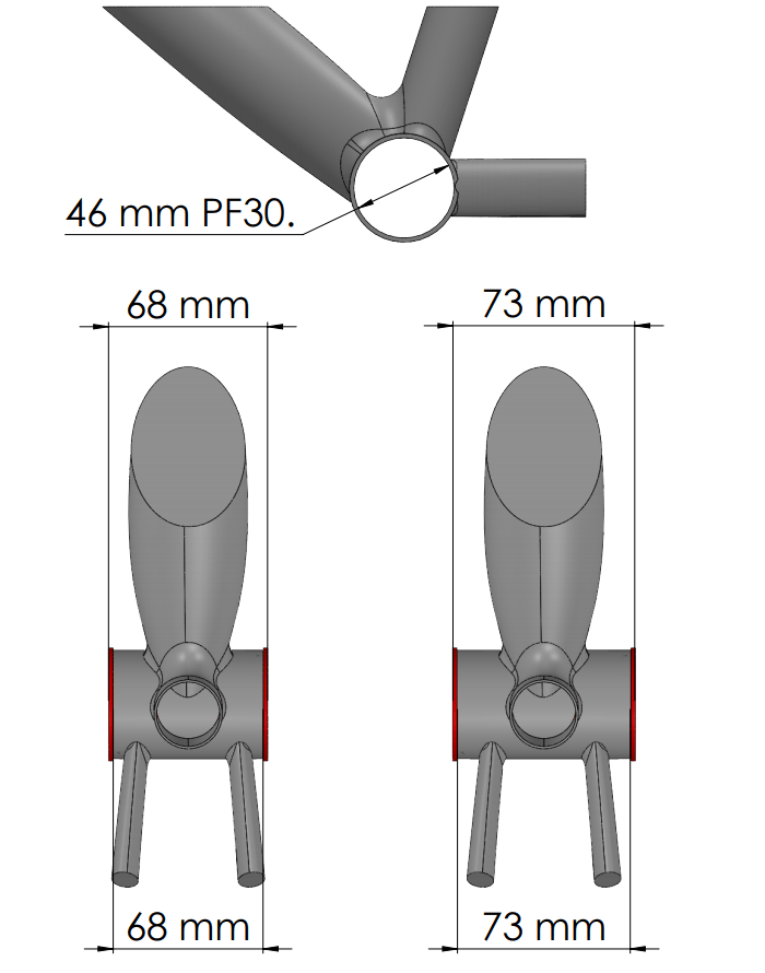 Dimensions boitier de pédalier PF30