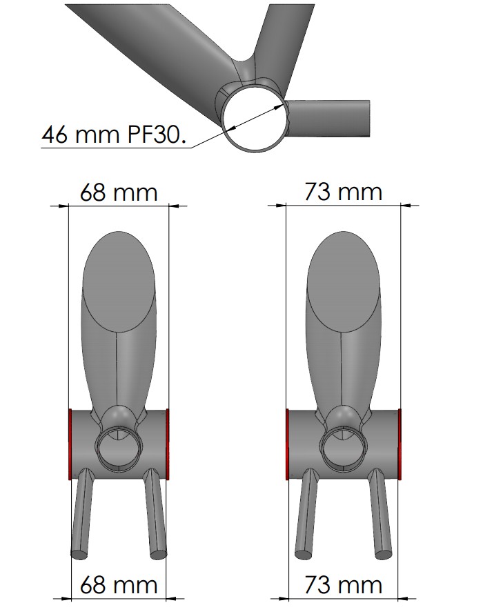 Abmessungen des PF30-Tretlagers