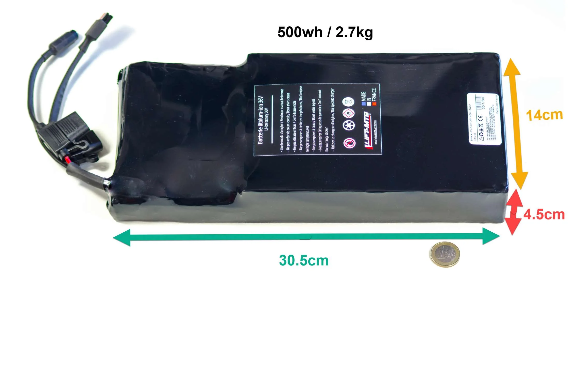 Batteria elettrica da 500 Wh per il kit di motori a pedali LIFT-MTB.